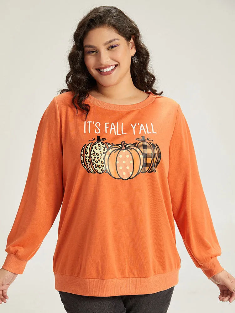 Halloween Pumpkin Crew Neck Elastic Cuffs Sweatshirt sold by Bloomchic product image thumbnail 3