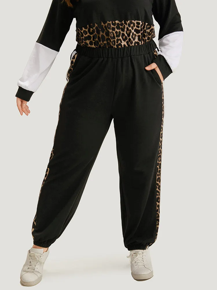 Leopard Patchwork Contrast Pants sold by Bloomchic