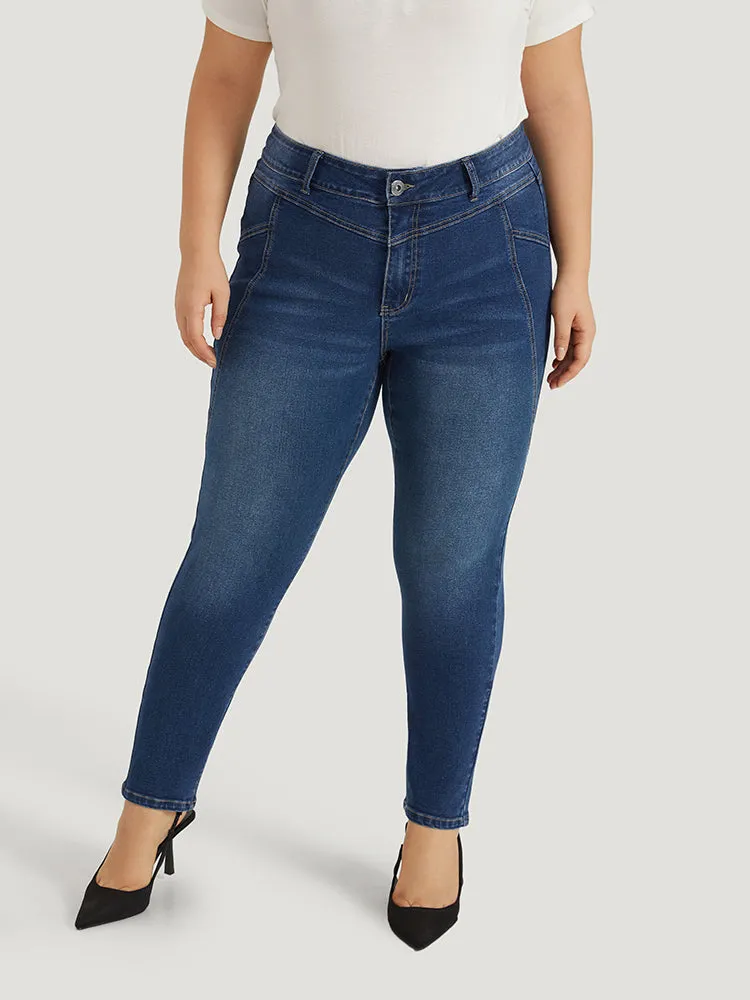 Solid Very Stretchy Patchwork High Rise Jeans sold by Bloomchic product image thumbnail 4