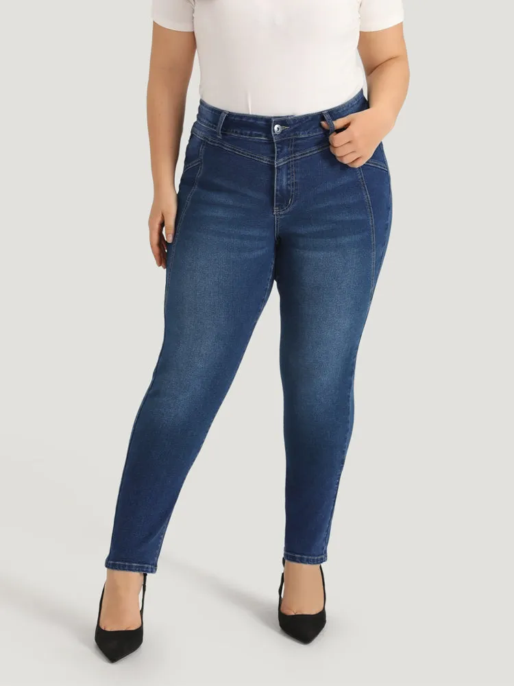 Solid Very Stretchy Patchwork High Rise Jeans sold by Bloomchic product image thumbnail 2