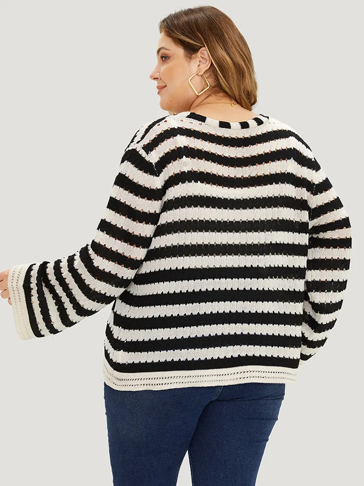 Striped Ties Front Eyelet Lace Cardigan sold by Bloomchic product image thumbnail 2