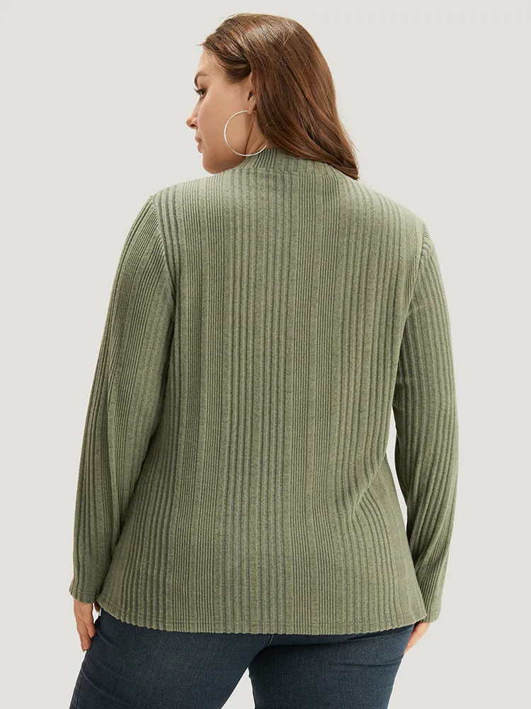 Plain Rib Knit Half Zip T-shirt sold by Bloomchic product image thumbnail 2