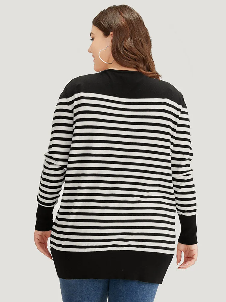 Supersoft Essentials Striped Patchwork Elastic Cuffs Cardigan sold by Bloomchic product image thumbnail 2