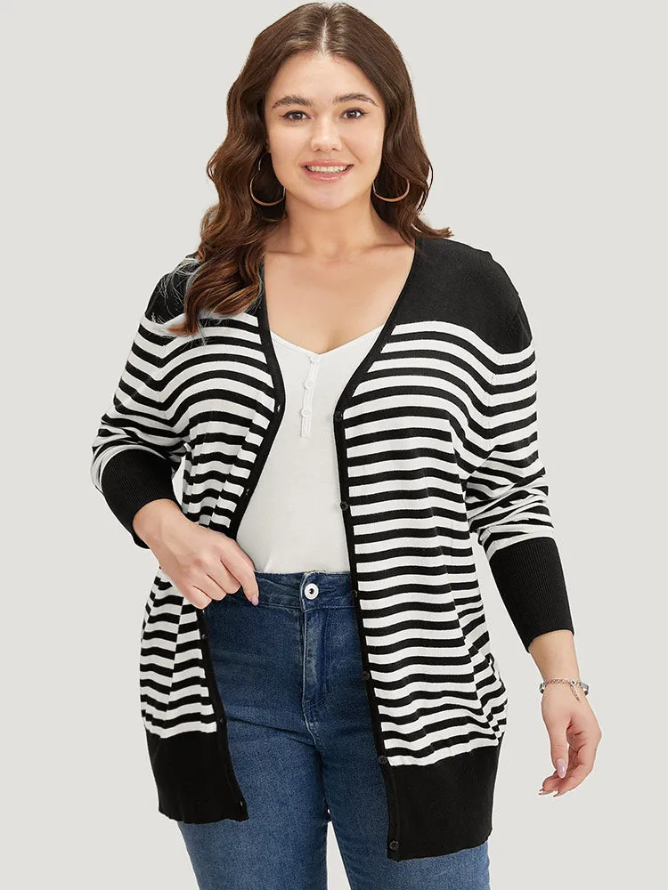 Supersoft Essentials Striped Patchwork Elastic Cuffs Cardigan sold by Bloomchic product image thumbnail 3