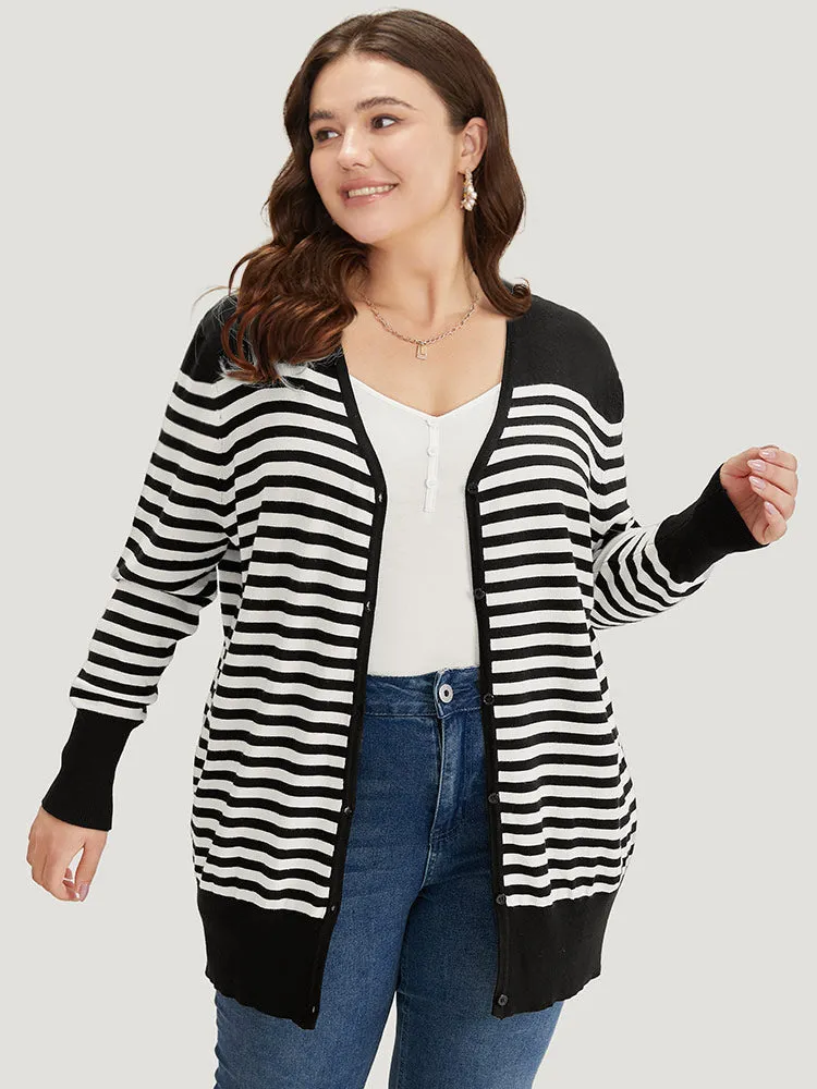 Supersoft Essentials Striped Patchwork Elastic Cuffs Cardigan sold by Bloomchic