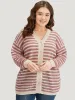 Striped Button Through Cut Out Cardigan sold by Bloomchic