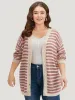 Striped Button Through Cut Out Cardigan sold by Bloomchic