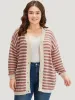 Striped Button Through Cut Out Cardigan sold by Bloomchic