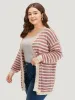 Striped Button Through Cut Out Cardigan sold by Bloomchic