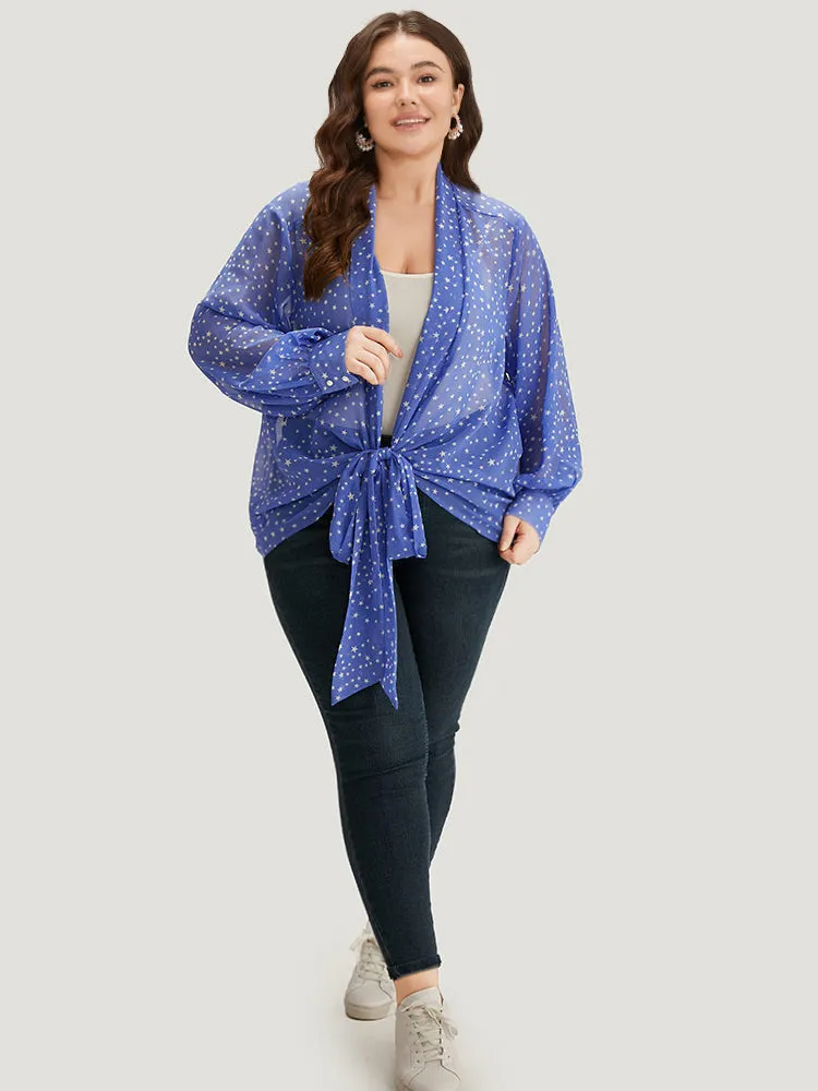 UltraCool Star Print Lapel Collar Bowknot Kimono sold by Bloomchic product image thumbnail 4