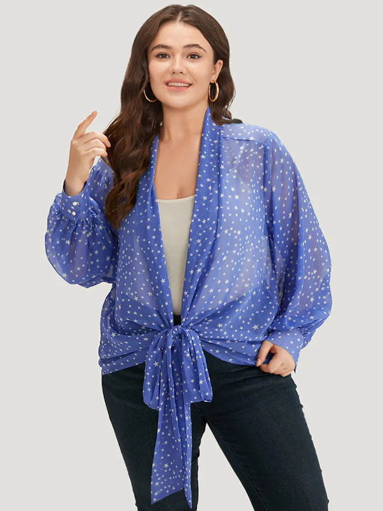 UltraCool Star Print Lapel Collar Bowknot Kimono sold by Bloomchic product image thumbnail 5