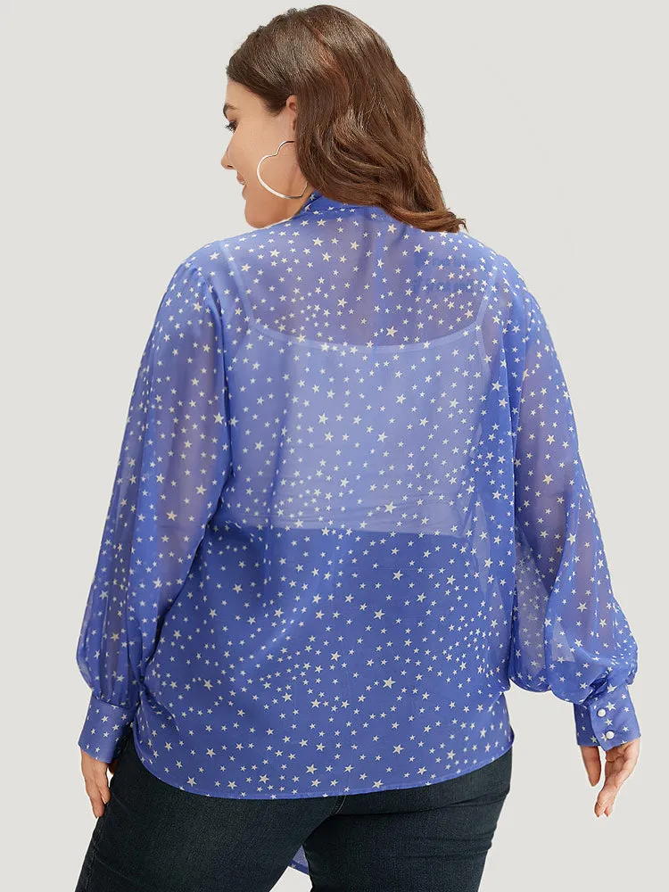 UltraCool Star Print Lapel Collar Bowknot Kimono sold by Bloomchic product image thumbnail 2