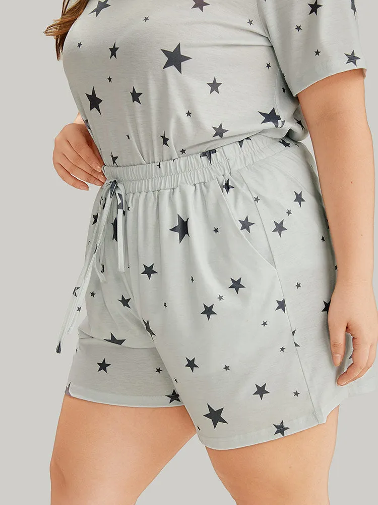 Star Print Elastic Waist Bowknot Sleep Shorts sold by Bloomchic product image thumbnail 5