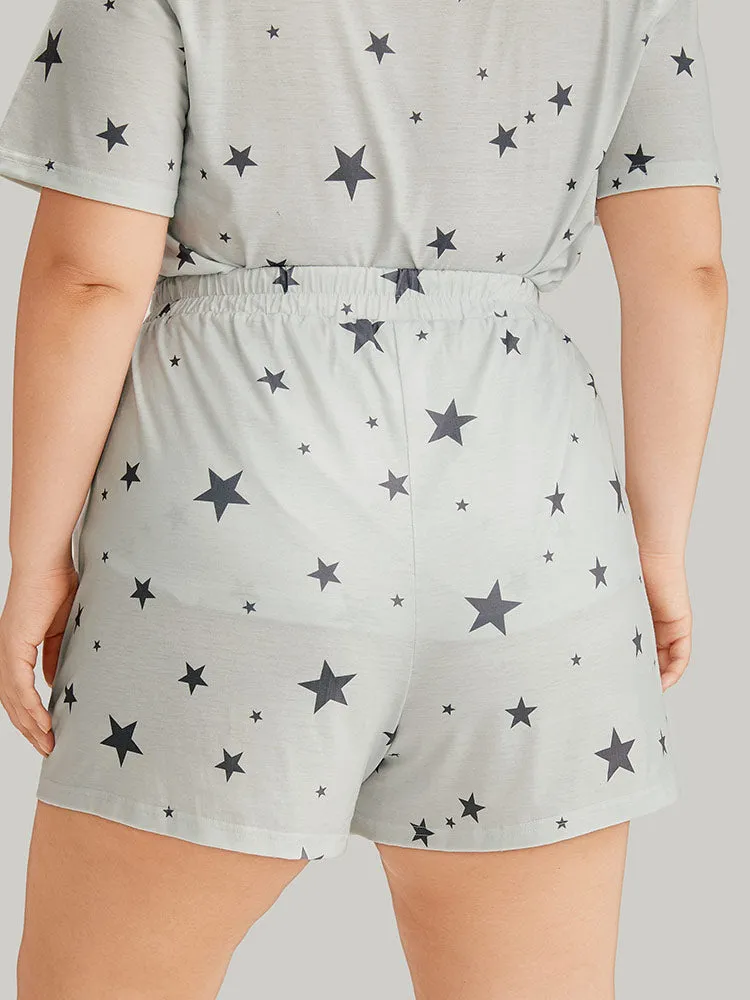 Star Print Elastic Waist Bowknot Sleep Shorts sold by Bloomchic product image thumbnail 2
