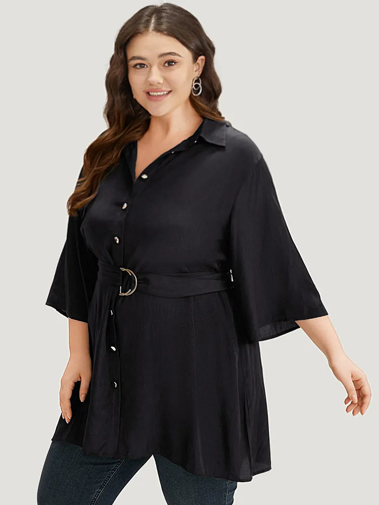 Halloween Plain Button Up Shirt Collar Buckle Detail Coat sold by Bloomchic product image thumbnail 3