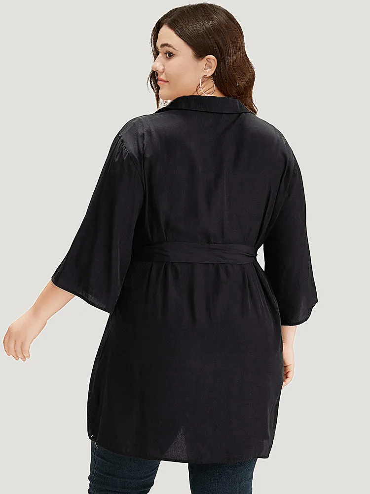 Halloween Plain Button Up Shirt Collar Buckle Detail Coat sold by Bloomchic product image thumbnail 2