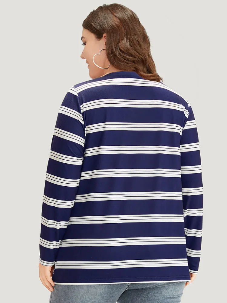 Striped Print V Neck T-shirt sold by Bloomchic product image thumbnail 5