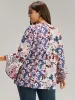 Bandana Print Patchwork Bell Sleeve Blouse sold by Bloomchic