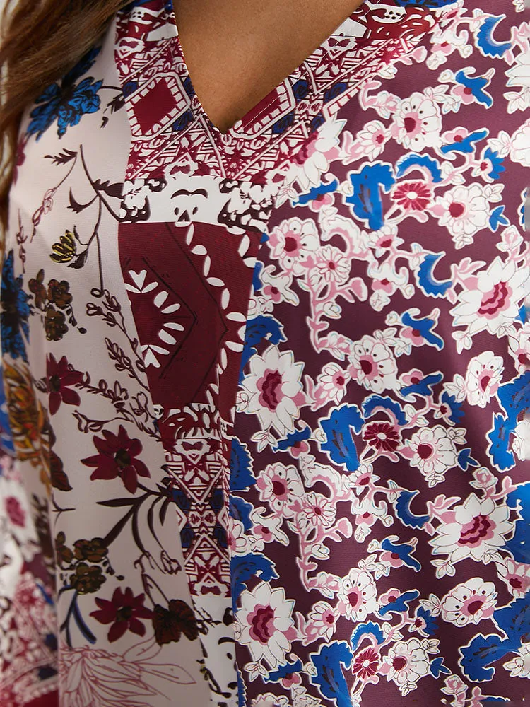 Bandana Print Patchwork Bell Sleeve Blouse sold by Bloomchic product image thumbnail 5