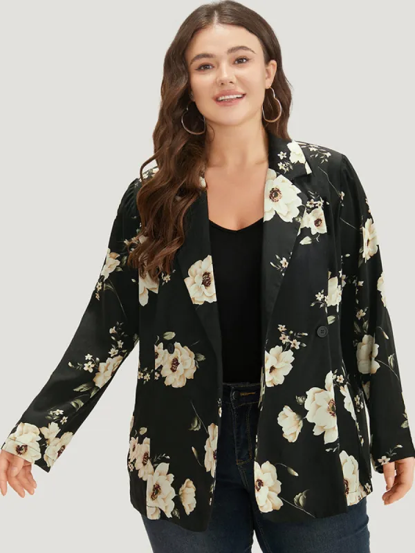 Floral Print Suit Collar Pocket Blazer sold by Bloomchic