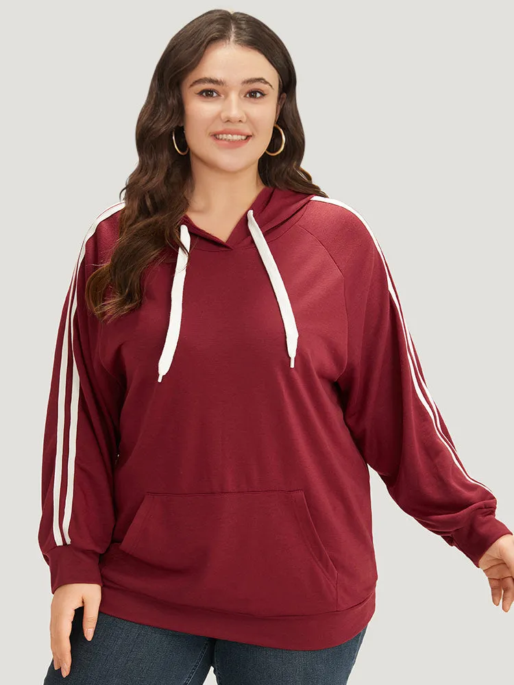 Contrast Seam Detail Drawstring Pocket Hooded Raglan Sleeve Sweatshirt sold by Bloomchic product image thumbnail 2