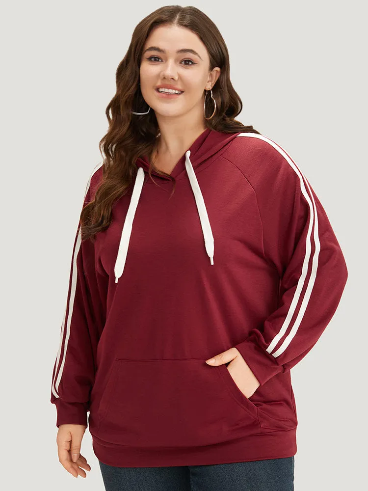 Contrast Seam Detail Drawstring Pocket Hooded Raglan Sleeve Sweatshirt sold by Bloomchic product image thumbnail 3