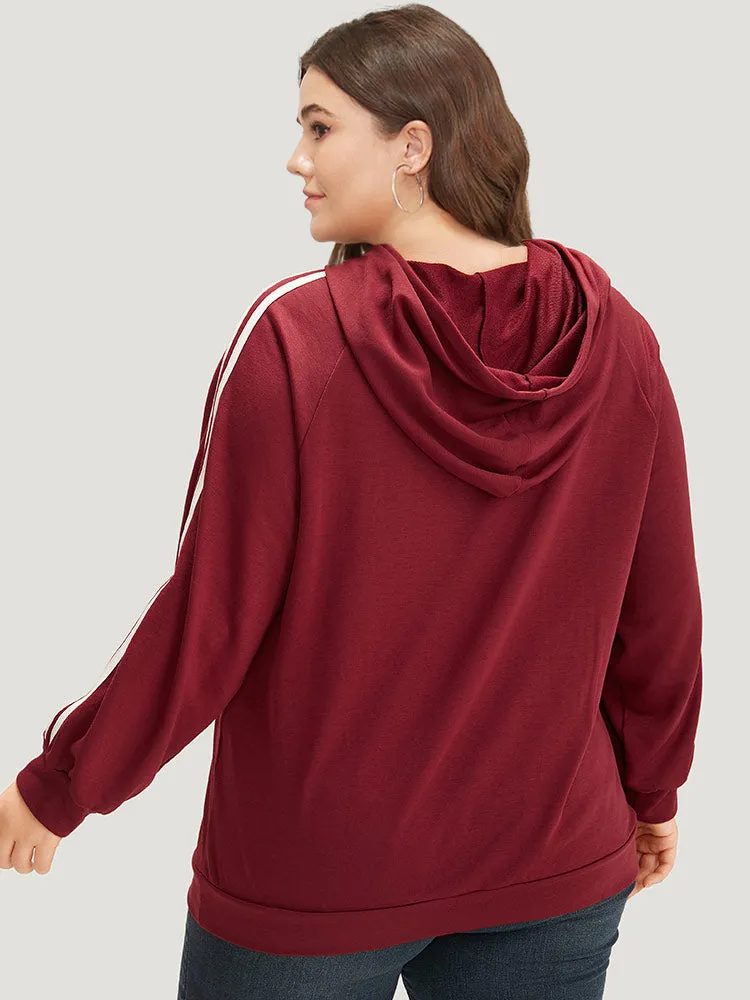 Contrast Seam Detail Drawstring Pocket Hooded Raglan Sleeve Sweatshirt sold by Bloomchic product image thumbnail 5
