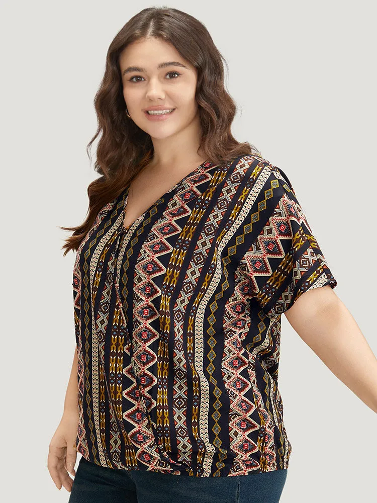 Boho Print V Neck Wrap Blouse sold by Bloomchic product image thumbnail 2