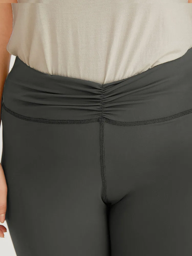 Plain Elastic Waist Ruched Skinny Cropped Leggings sold by Bloomchic product image thumbnail 5