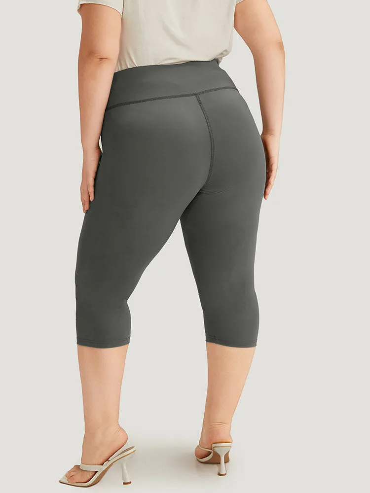 Plain Elastic Waist Ruched Skinny Cropped Leggings sold by Bloomchic product image thumbnail 4