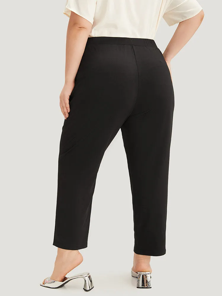Plain Split Hem Pocket Elastic Waist Pants sold by Bloomchic product image thumbnail 5