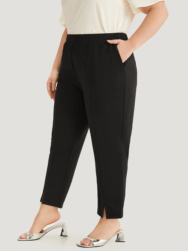 Plain Split Hem Pocket Elastic Waist Pants sold by Bloomchic product image thumbnail 2