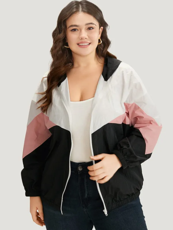 Colorblock Contrast Zipper Pocket Hooded Jacket sold by Bloomchic