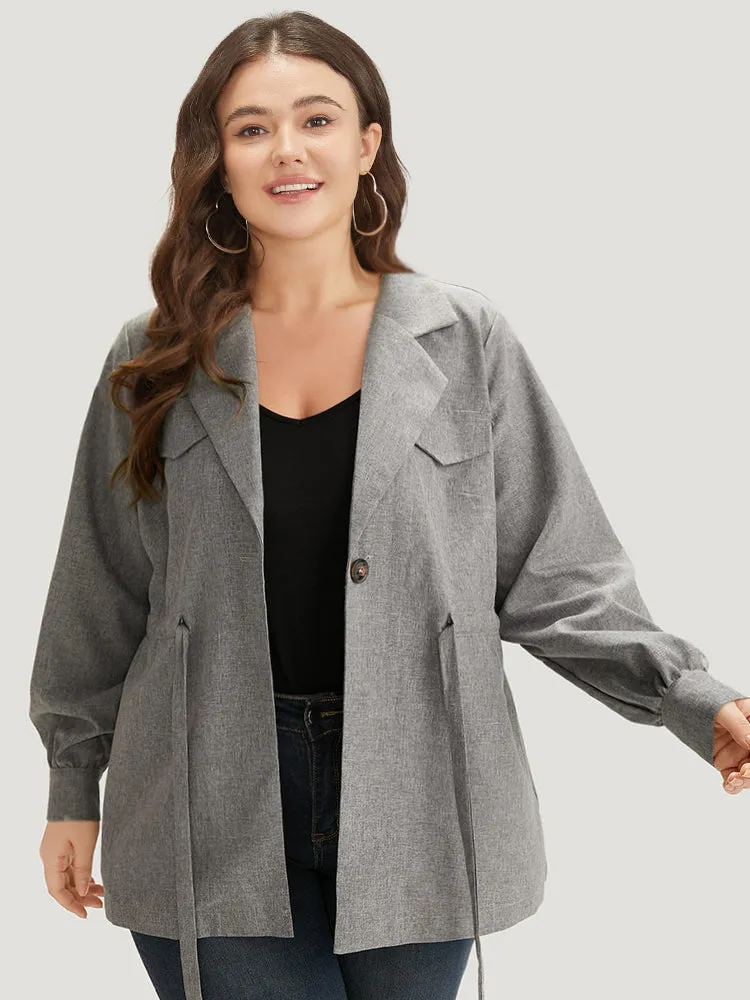 Plain Pocket Drawstring Button Up Suit Collar Coat sold by Bloomchic product image thumbnail 4