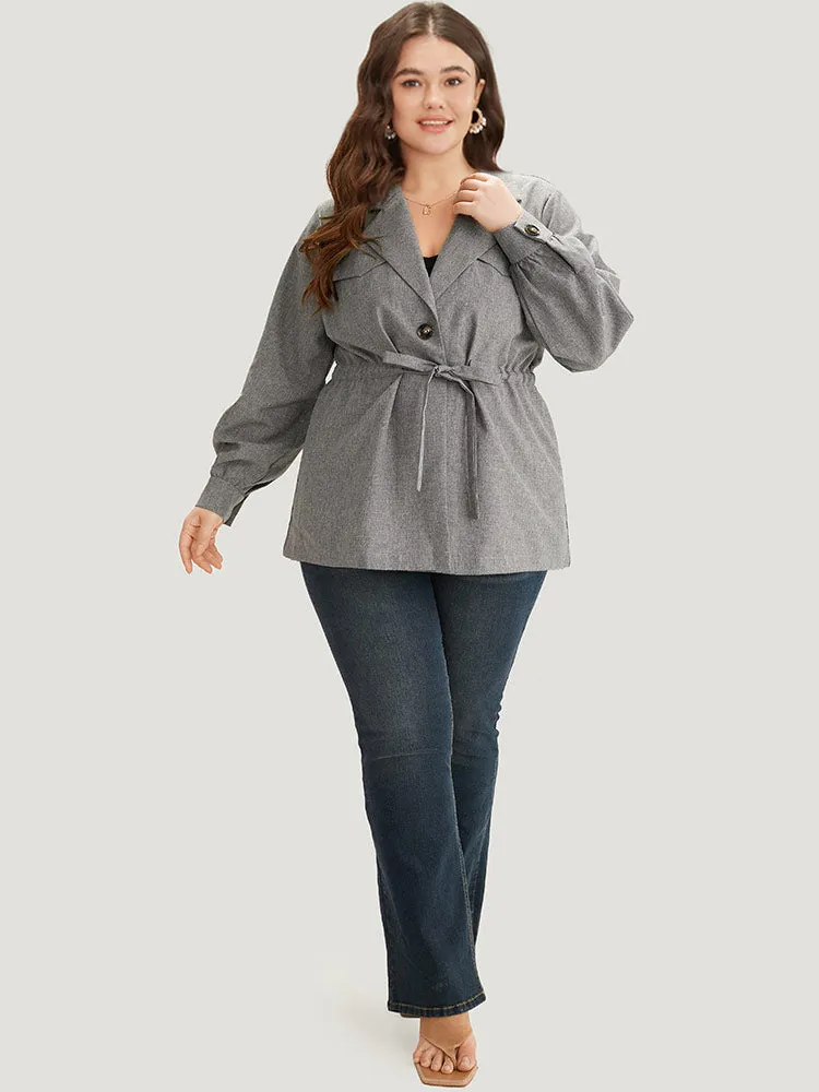 Plain Pocket Drawstring Button Up Suit Collar Coat sold by Bloomchic product image thumbnail 5