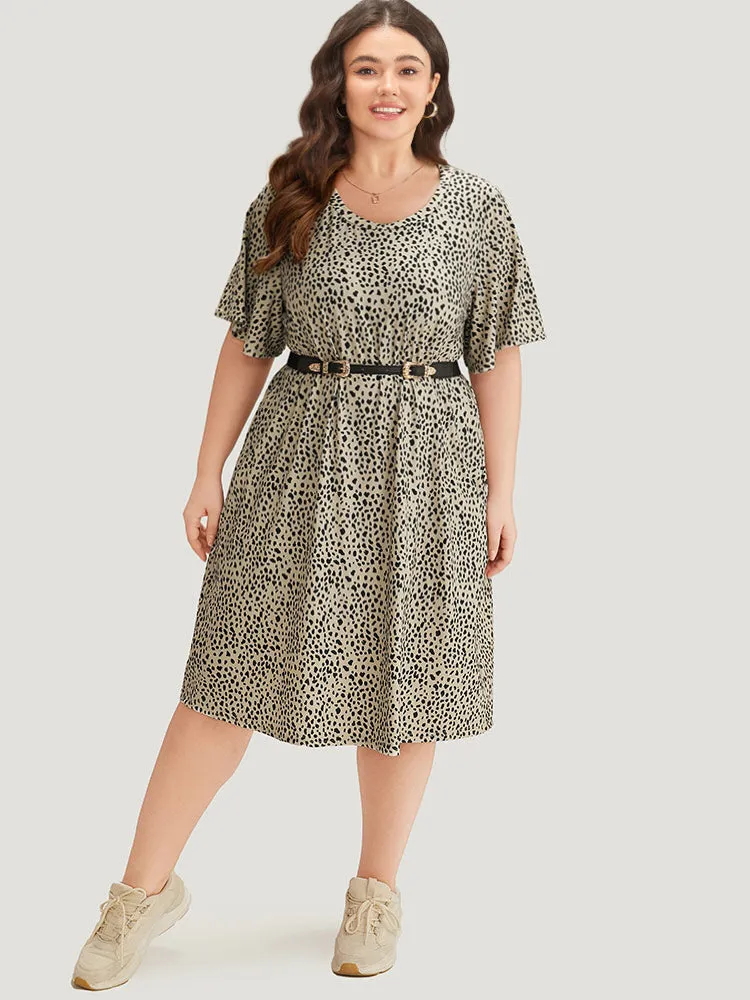 Supersoft Essentials Leopard Print Pocket Crew Neck Flutter Sleeve Dress sold by Bloomchic product image thumbnail 5