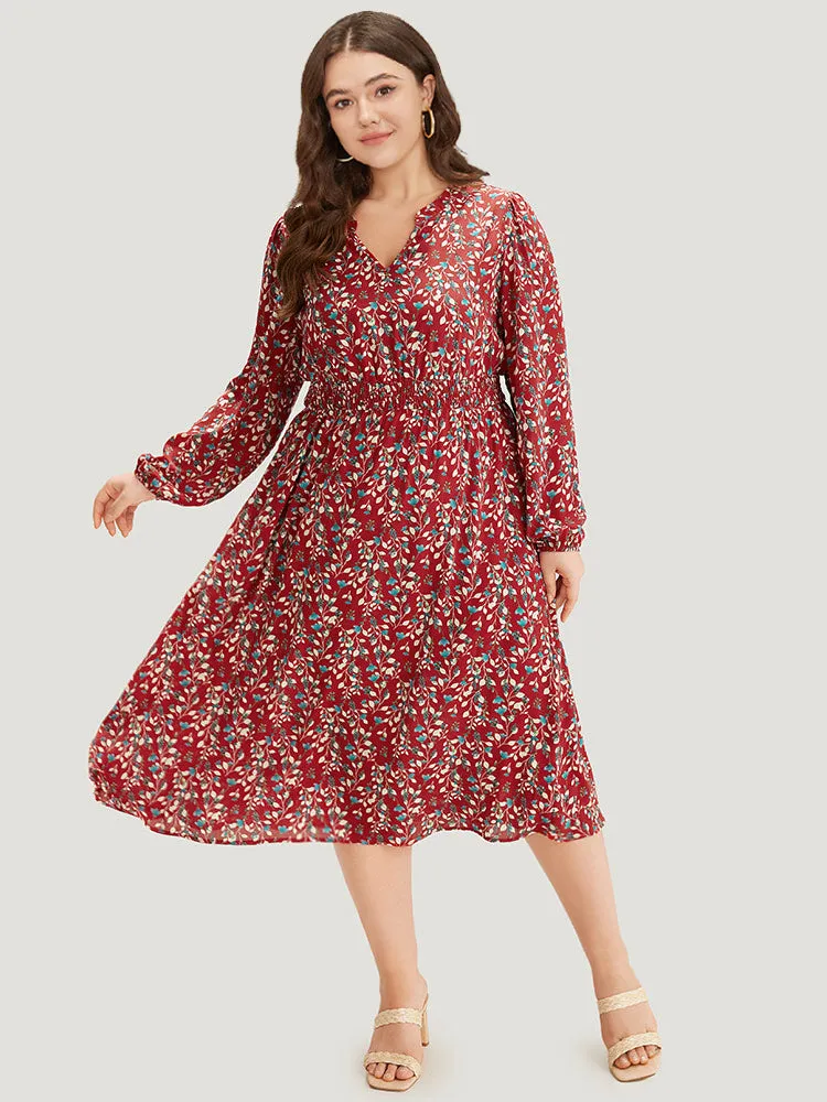 Ditsy Floral Pocket Shirred Notched Dress sold by Bloomchic product image thumbnail 4