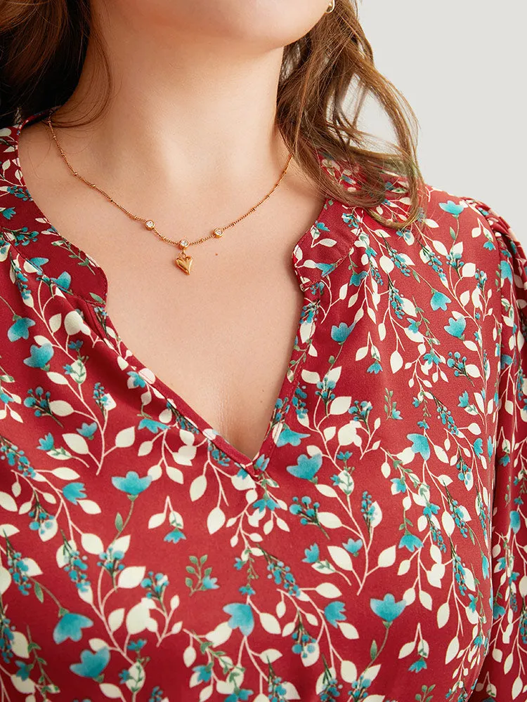 Ditsy Floral Pocket Shirred Notched Dress sold by Bloomchic product image thumbnail 5