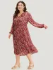Ditsy Floral Pocket Shirred Notched Dress sold by Bloomchic