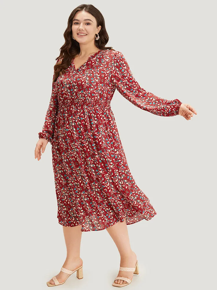 Ditsy Floral Pocket Shirred Notched Dress sold by Bloomchic product image thumbnail 3