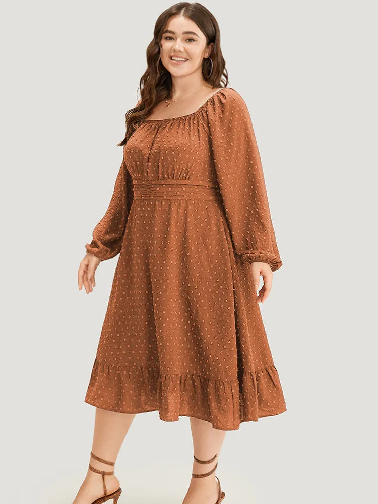 Polka Dot Square Neck Lantern Sleeve Shirred Dress sold by Bloomchic product image thumbnail 4