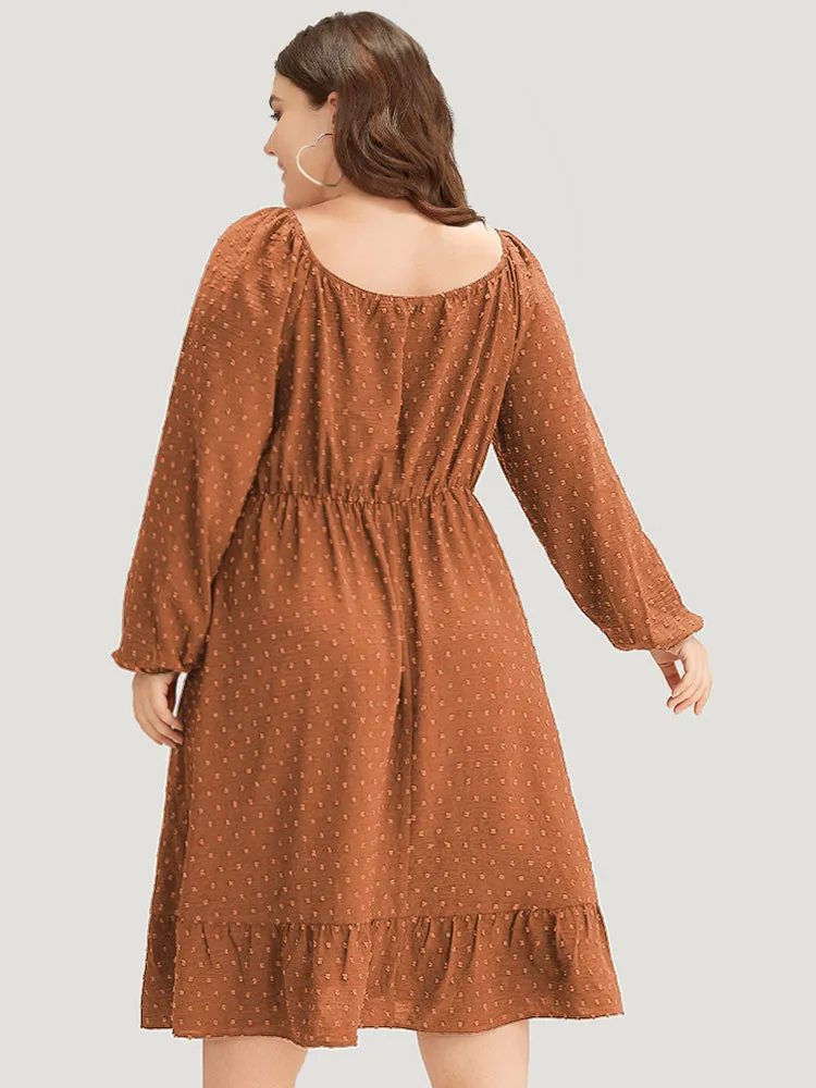 Polka Dot Square Neck Lantern Sleeve Shirred Dress sold by Bloomchic product image thumbnail 3