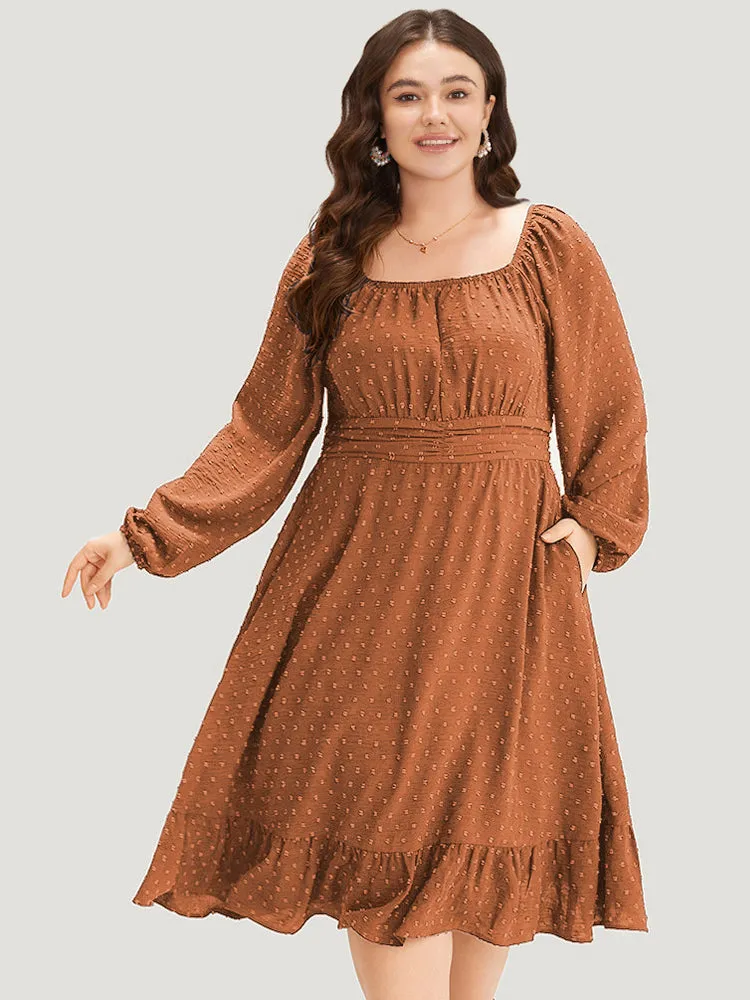 Polka Dot Square Neck Lantern Sleeve Shirred Dress sold by Bloomchic product image thumbnail 2