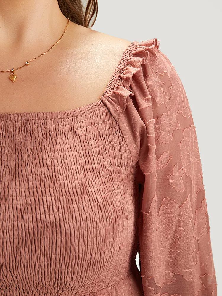 Plain Pocket Frill Trim Lantern Sleeve Dress sold by Bloomchic product image thumbnail 5