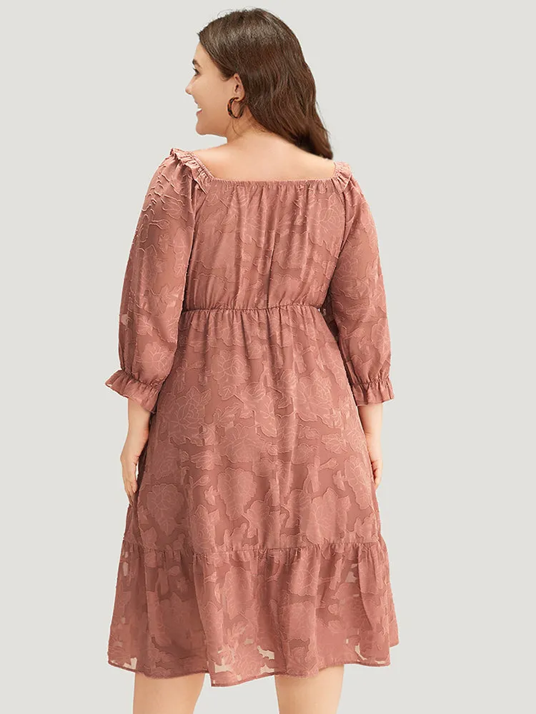 Plain Pocket Frill Trim Lantern Sleeve Dress sold by Bloomchic product image thumbnail 2