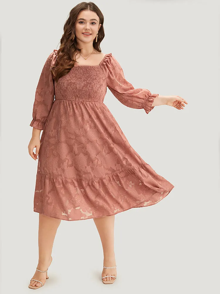 Plain Pocket Frill Trim Lantern Sleeve Dress sold by Bloomchic product image thumbnail 4