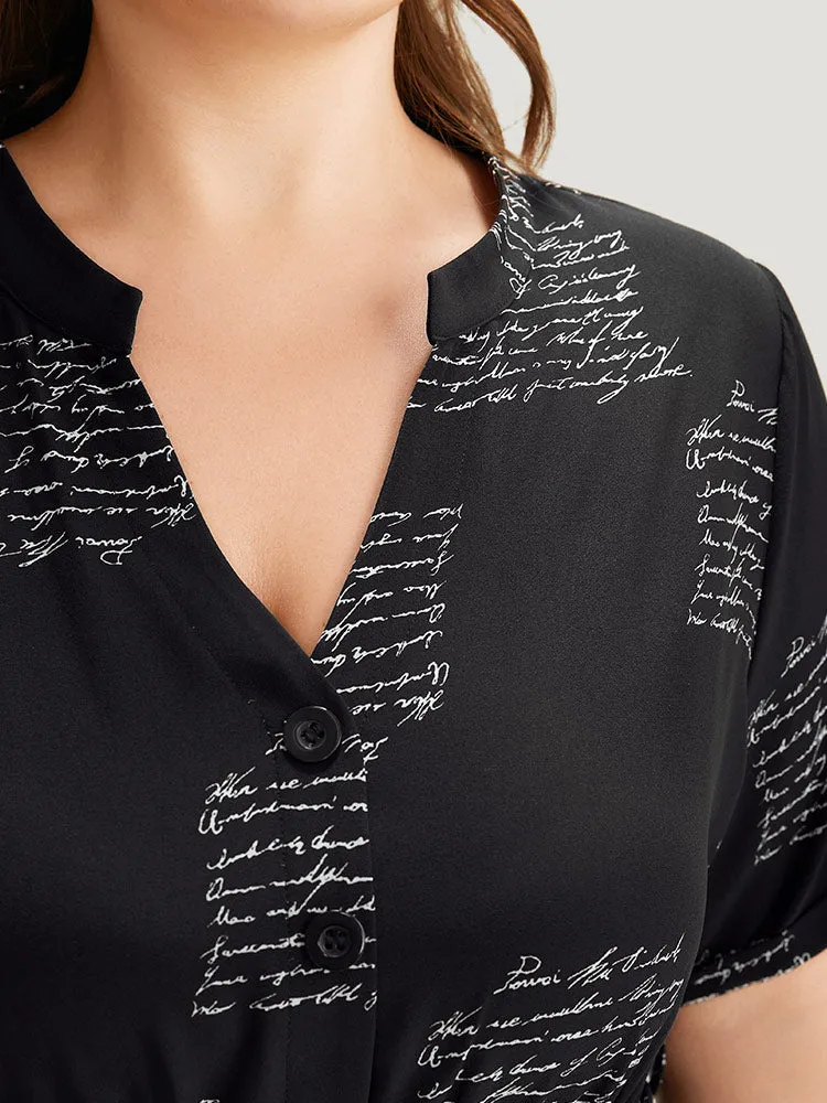 Letter Print Notched Belted Arc Hem Dress sold by Bloomchic product image thumbnail 5