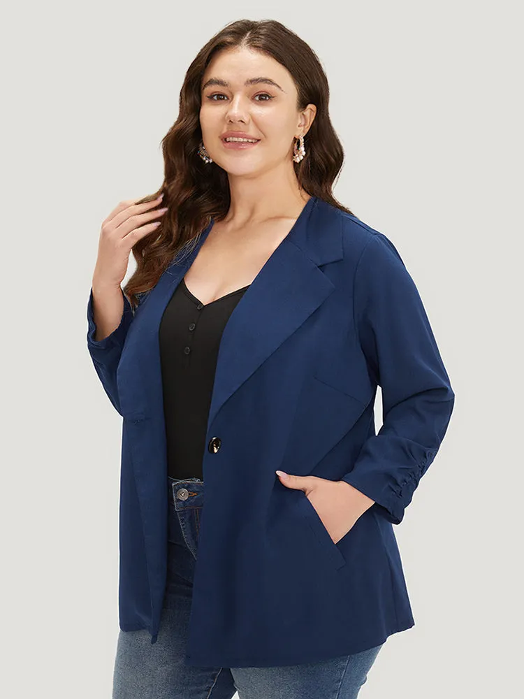 Plain Pocket Button Up Suit Collar Gathered Blazer sold by Bloomchic product image thumbnail 2