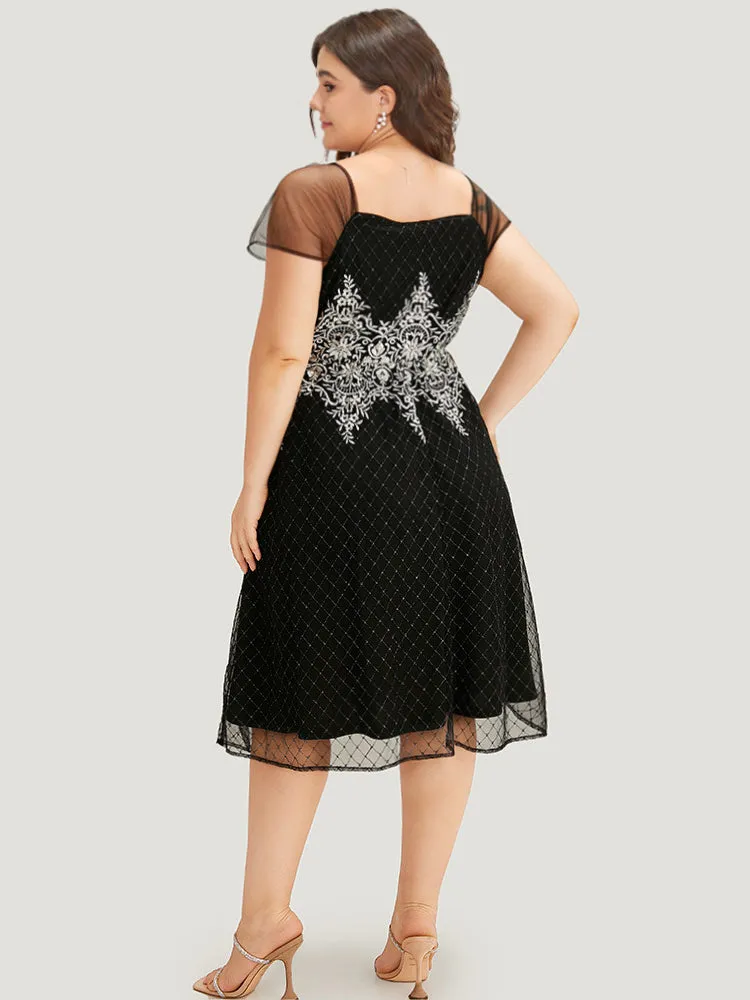 Embroidered Pocket Mesh Patchwork Tank Dress sold by Bloomchic product image thumbnail 5