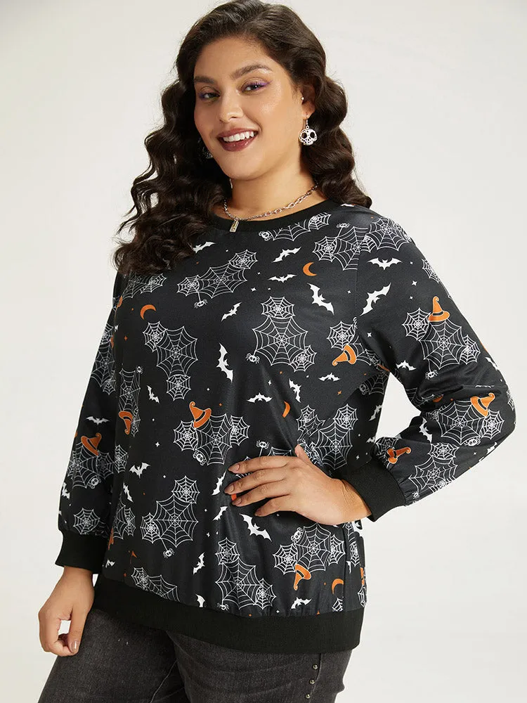 Halloween Print Elastic Cuffs Round Neck Sweatshirt sold by Bloomchic product image thumbnail 3